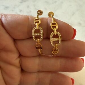 Michael Kors Elegant Gold and Crystal Hoop Earrings